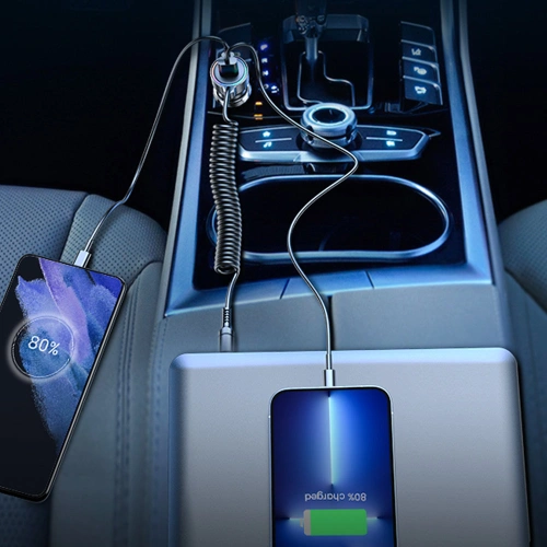 Ładowarka samochodowa Joyroom JR-CL08 3w1 1,6m 50W + kabel Lightning