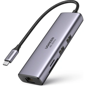 Hurtownia GSM - HUB UGREEN CM512 7v1 USB-C/2xUSB 3.2 Gen 1/HDMI 4K 60Hz/čtečka karet SD a TF/USB-C PD 100W/RJ45 1000Mbps (1Gbps) šedý - UGR1648 - {ean13} - Hurt