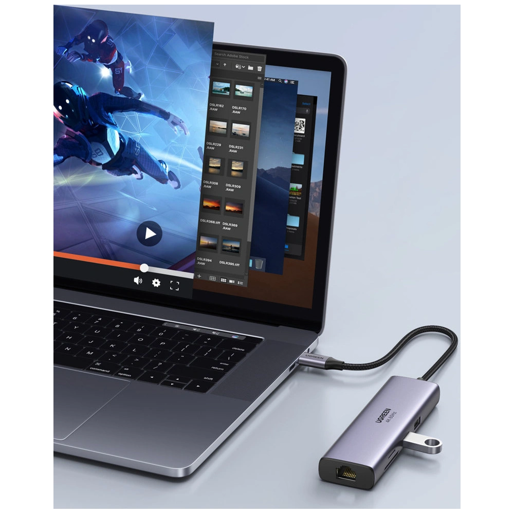 Wholesale UGREEN CM512 7in1 HUB USB-C/2xUSB 3.2 Gen 1/HDMI 4K 60Hz/SD, TF card reader/USB-C PD 100W/RJ45 1000Mbps (1Gbps) gray - UGR1648 - {ean13} - Hurt