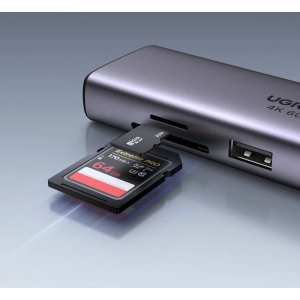 Hurtownia GSM - HUB UGREEN CM512 7w1 USB-C/2xUSB 3.2 Gen 1/HDMI 4K 60Hz/czytnik kart SD i TF/USB-C PD 100W/RJ45 1000Mbps (1Gbps) szary - UGR1648 - {ean13} - Hurt