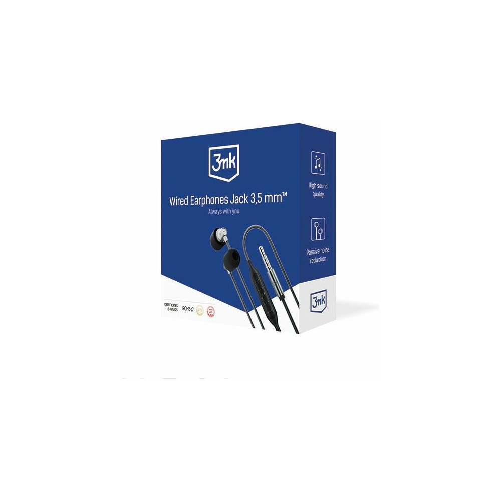 Hurtownia GSM - Sluchátka 3MK drátová sluchátka mini jack 3,5mm černá/black - 3MK5007 - {ean13} - Hurt