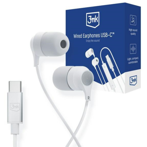 3MK Distributor - 5903108518062 - 3MK5008 - 3MK Wired Earphones USB-C white - B2B homescreen