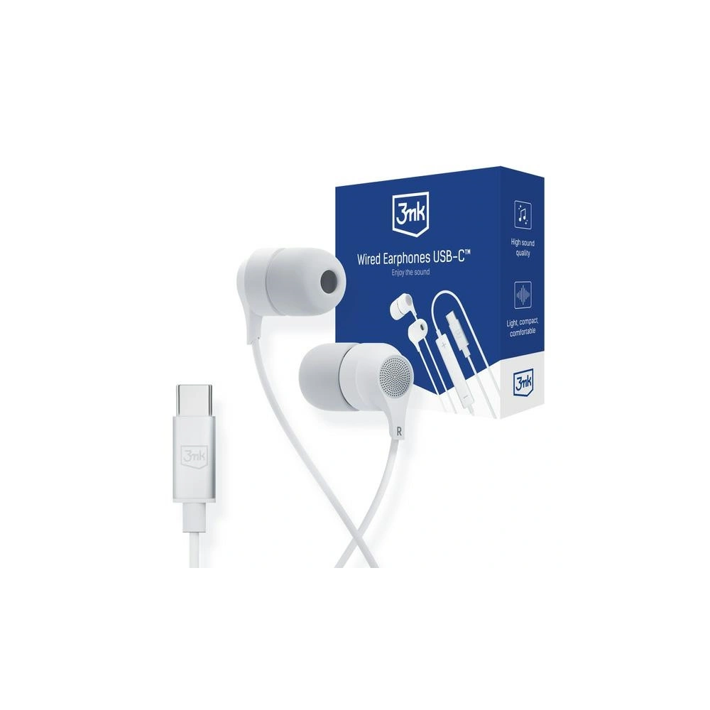 Hurtownia GSM - Sluchátka 3MK Drátová sluchátka USB-C bílá/white - 3MK5008 - {ean13} - Hurt
