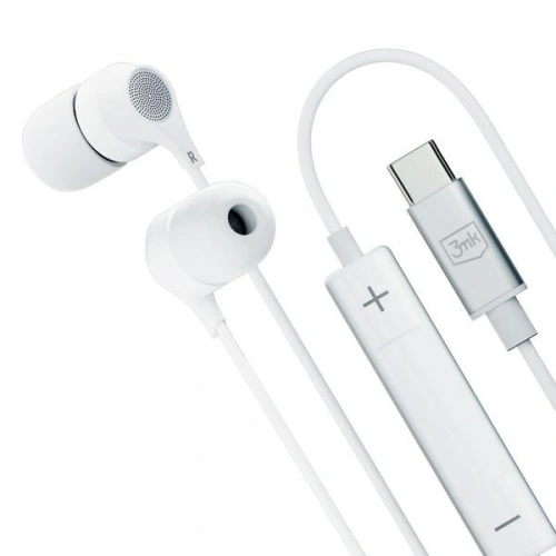 Słuchawki 3MK Wired Earphones USB-C biały/white