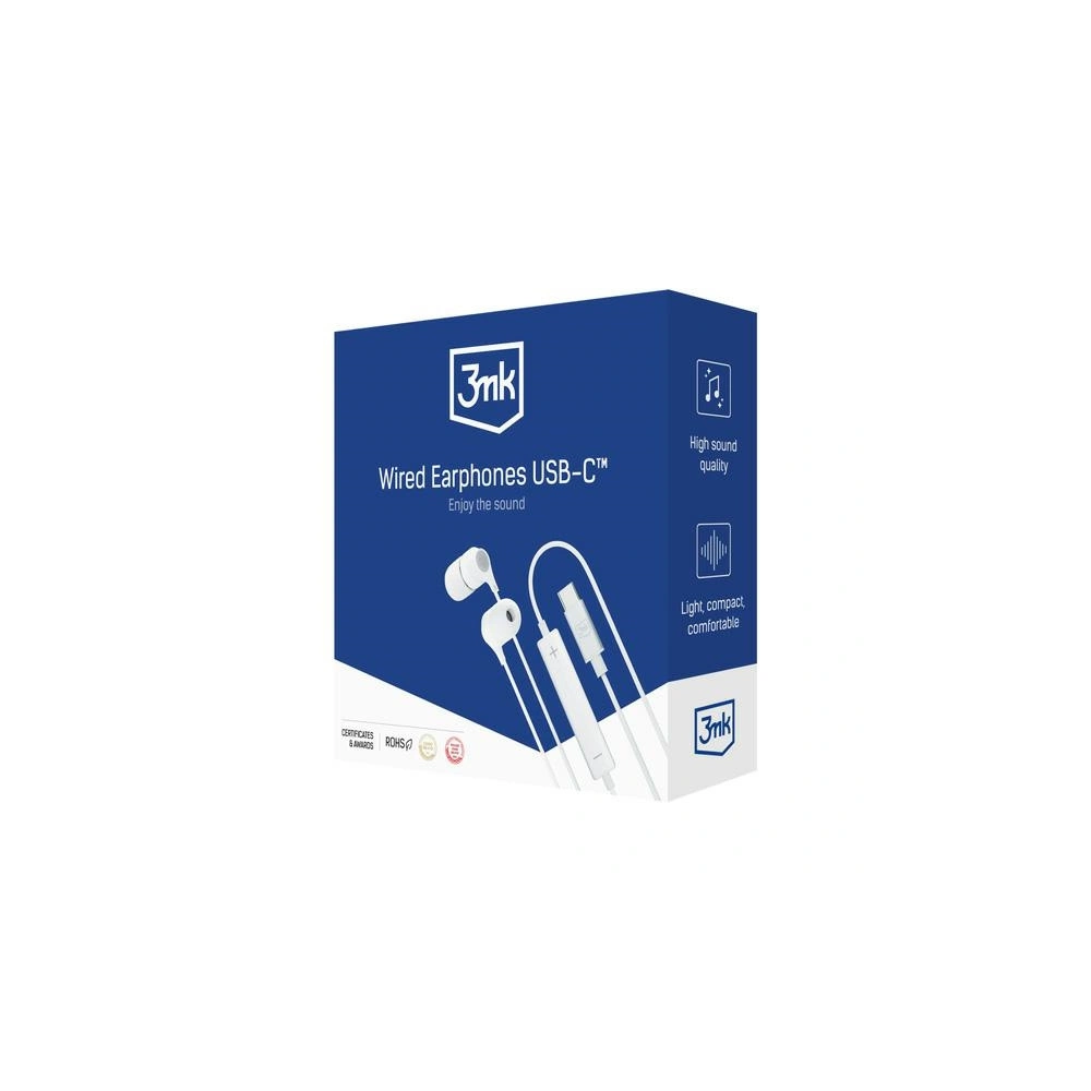 Hurtownia GSM - Căști 3MK Earphones USB-C alb/white - 3MK5008 - {ean13} - Hurt
