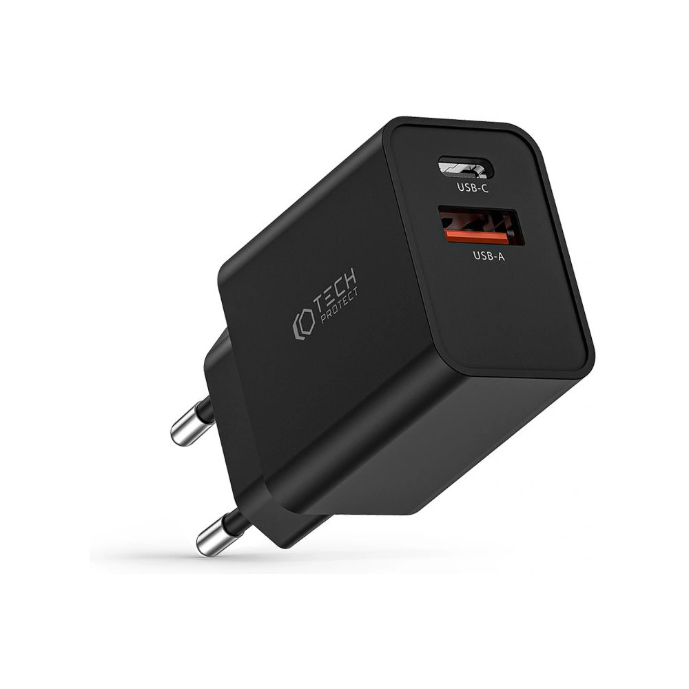 Hurtownia GSM - Síťová nabíječka Tech-Protect NC30W 2-portová síťová nabíječka PD 30W QC 3.0 černá - THP2087 - {ean13} - Hurt