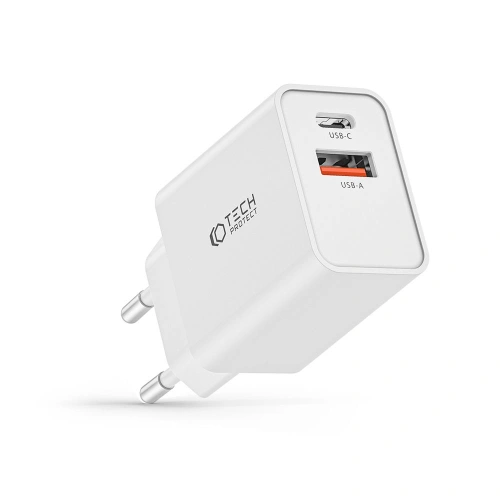 Ładowarka sieciowa Tech-Protect NC30W 2-port Network Charger PD 30W QC 3.0 White