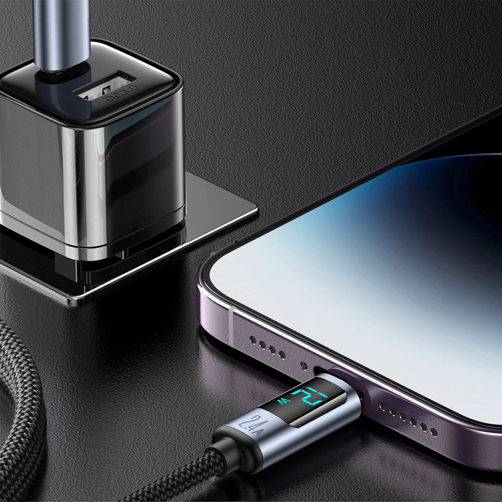 Hurtownia GSM - Kábel Joyroom S-AL012A16 Lightning/USB-A 2.4A 1.2m LED kijelző fekete - JYR750 - {ean13} - Hurt