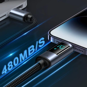 Kábel Joyroom S-AL012A16 Lightning/USB-A 2.4A 1.2m LED kijelző fekete