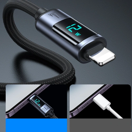 Kabel Joyroom S-AL012A16 Lightning/USB-A 2.4A 1.2m LED display czarny