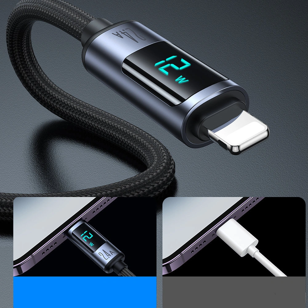 Hurtownia GSM - Cablul Joyroom S-AL012A16 Lightning/USB-A 2.4A 1.2m cu display LED negru - JYR750 - {ean13} - Hurt