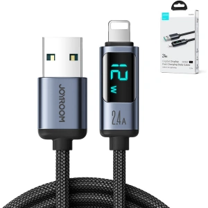 Hurtownia GSM - Kabel Joyroom S-AL012A16 Lightning/USB-A 2.4A 1.2m LED display czarny - JYR750 - {ean13} - Hurt