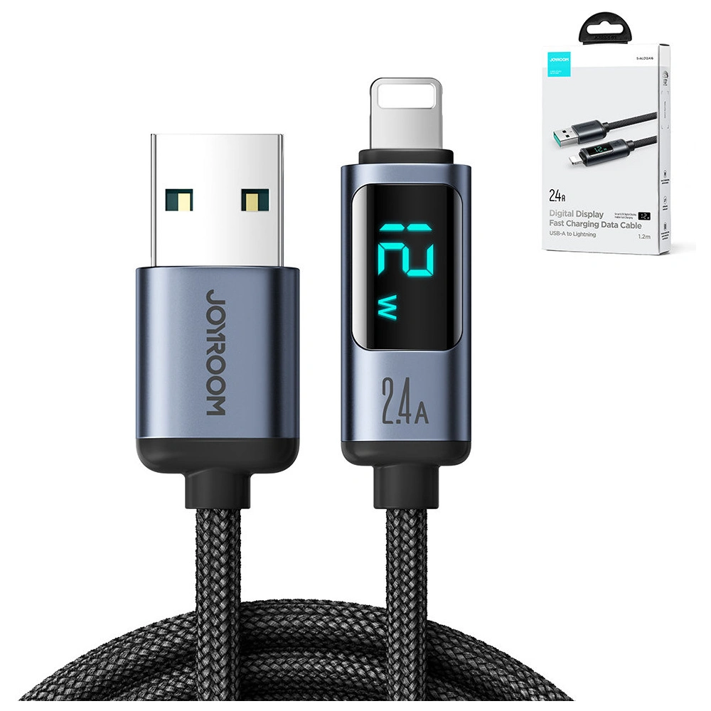 Hurtownia GSM - Cablul Joyroom S-AL012A16 Lightning/USB-A 2.4A 1.2m cu display LED negru - JYR750 - {ean13} - Hurt