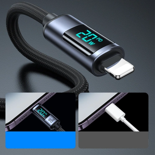 Kabel Joyroom S-CL020A16 Lightning/USB-C 20W 1.2m LED display czarny