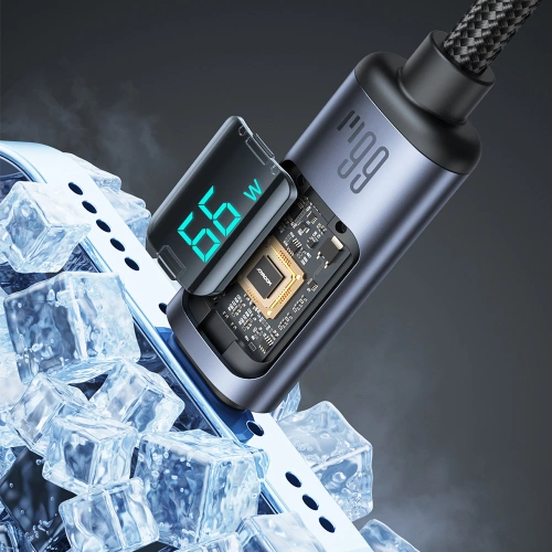 Kabel Joyroom S-AC066A16 USB-C/USB-A 66W 1.2m LED display czarny