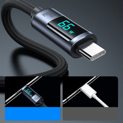 Kabel Joyroom S-AC066A16 USB-C/USB-A 66W 1.2m LED display czarny