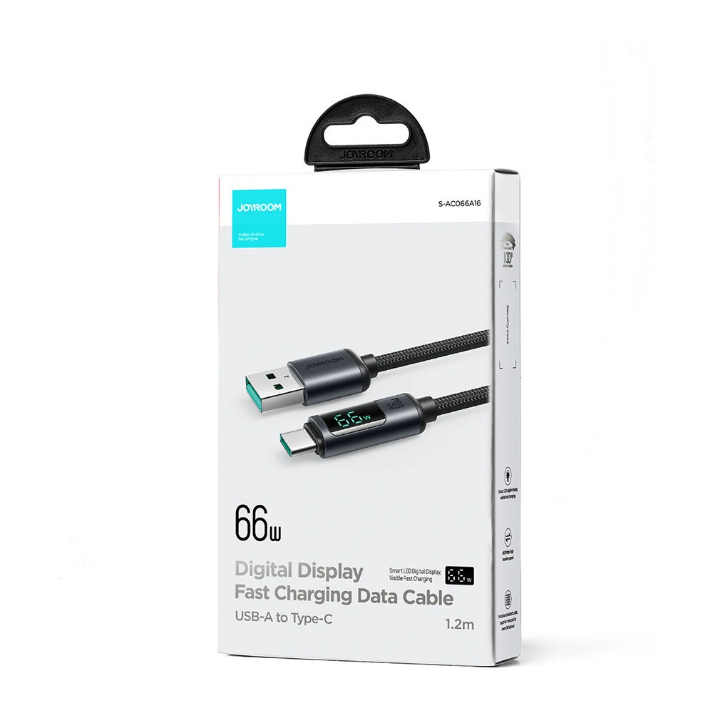 Hurtownia GSM - Cablul Joyroom S-AC066A16 USB-C/USB-A 66W 1.2m cu display LED negru - JYR752 - {ean13} - Hurt