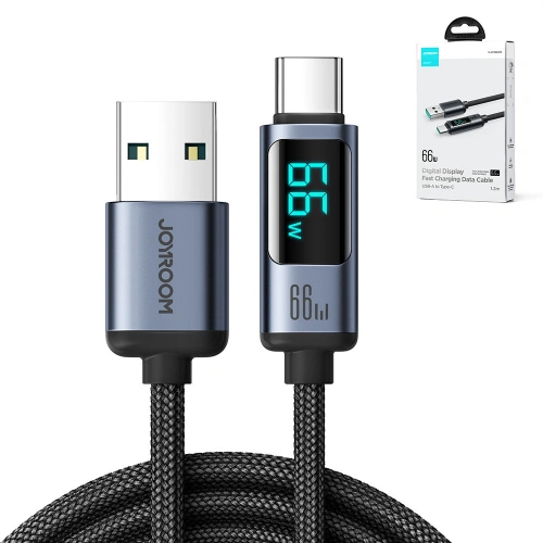 Kabel Joyroom S-AC066A16 USB-C/USB-A 66W 1.2m LED display czarny