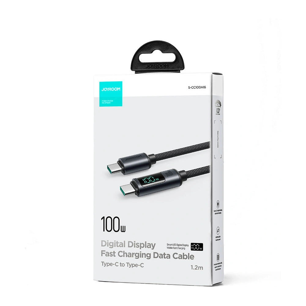 Hurtownia GSM - Kabel Joyroom S-CC100A16 USB-C/USB-C 100W 1.2m LED display czarny - JYR753 - {ean13} - Hurt