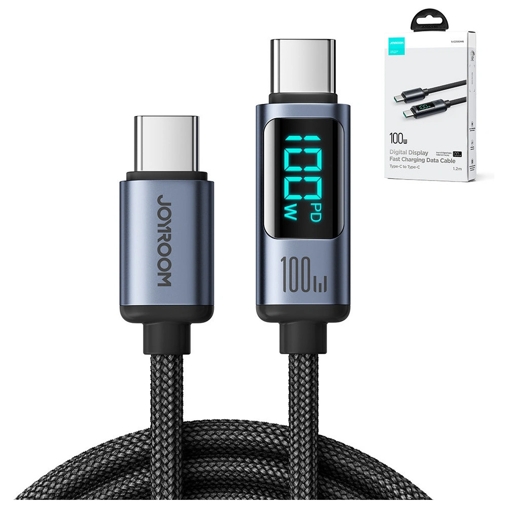 Hurtownia GSM - Kabel Joyroom S-CC100A16 USB-C/USB-C 100W 1.2m LED display czarny - JYR753 - {ean13} - Hurt
