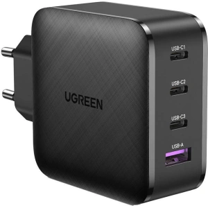 Ładowarka sieciowa UGREEN CD224, 3x USB-C, 1x USB, Power Delivery 3.0, GaN, 65W (czarna)