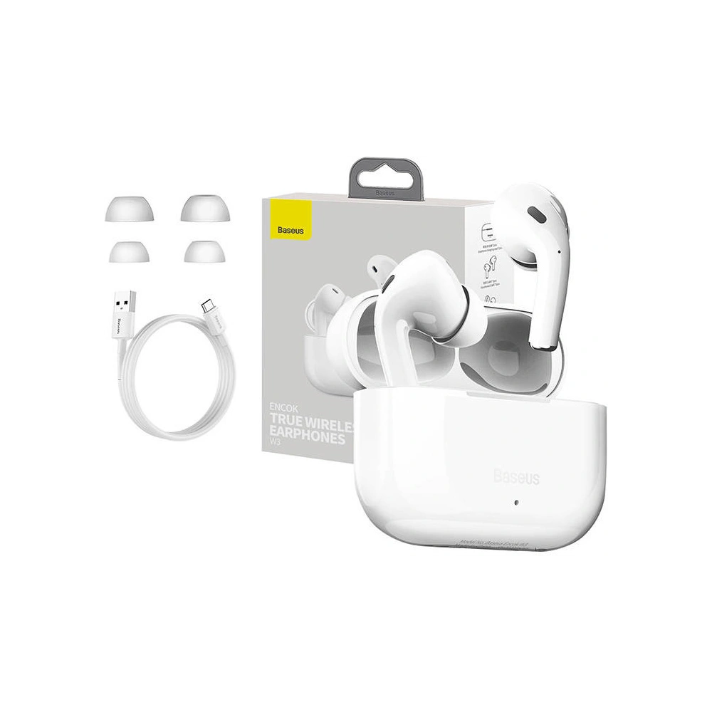 Wholesale Baseus Encok W3 TWS Earphones Bluetooth 5.0 (white) - BSU4390 - {ean13} - Hurt