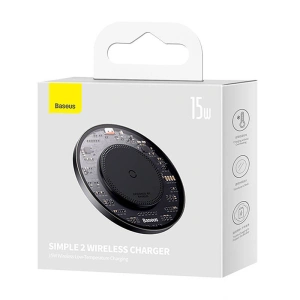 Hurtownia GSM - Vezeték nélküli töltő Baseus Simple 2 15W + USB-C/USB-C kábel (fekete) - BSU4391 - {ean13} - Hurt