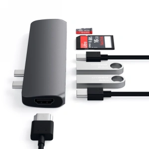 Hurtownia GSM - Adapter HUB Satechi Pro Hub Adapter dupla USB-C-vel MacBookhoz (2x USB-C, 2x USB-A, 4K HDMI, micro/SD kártyaolvasó) (space gray) - STH65 - {ean13} - Hurt