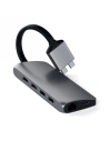 Adaptor HUB Satechi USB-C Dual Multimedia Adapter pentru MacBook cu USB-C dublu (USB-C PD 60W, 2x USB-A, 2x HDMI 4K)
