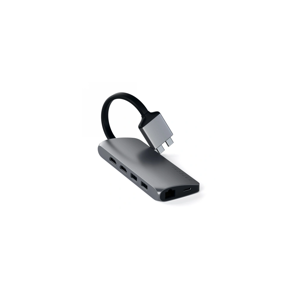 Hurtownia GSM - Adaptor HUB Satechi USB-C Dual Multimedia Adapter pentru MacBook cu USB-C dublu (USB-C PD 60W, 2x USB-A, 2x HDMI 4K) - STH69 - {ean13} - Hurt
