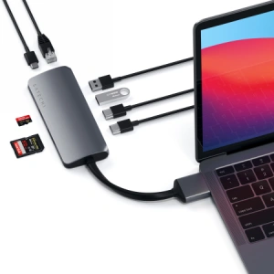Hurtownia GSM - Adapter HUB Satechi USB-C Dual Multimedia Adapter do MacBook z podwójnym USB-C (USB-C PD 60W, 2x USB-A, 2x HDMI 4K - STH69 - {ean13} - Hurt