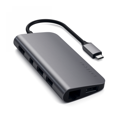Satechi Distributor - 879961007317 - STH70 - Satechi USB-C Multimedia Adapter USB-C PD, 3x USB-A, HDMI 4K, micro/SD card reader - B2B homescreen