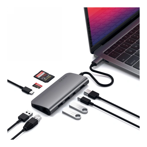 Adapter HUB Satechi USB-C Multimedia Adapter USB-C PD, 3x USB-A, HDMI 4K, czytnik kart micro/SD
