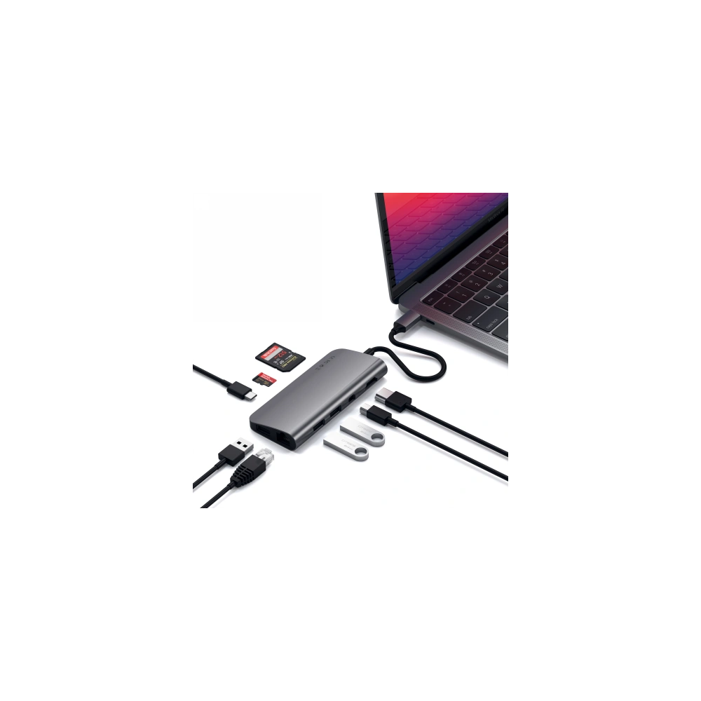Hurtownia GSM - Adapter HUB Satechi USB-C Multimedia Adapter USB-C PD, 3x USB-A, HDMI 4K, czytnik kart micro/SD - STH70 - {ean13} - Hurt