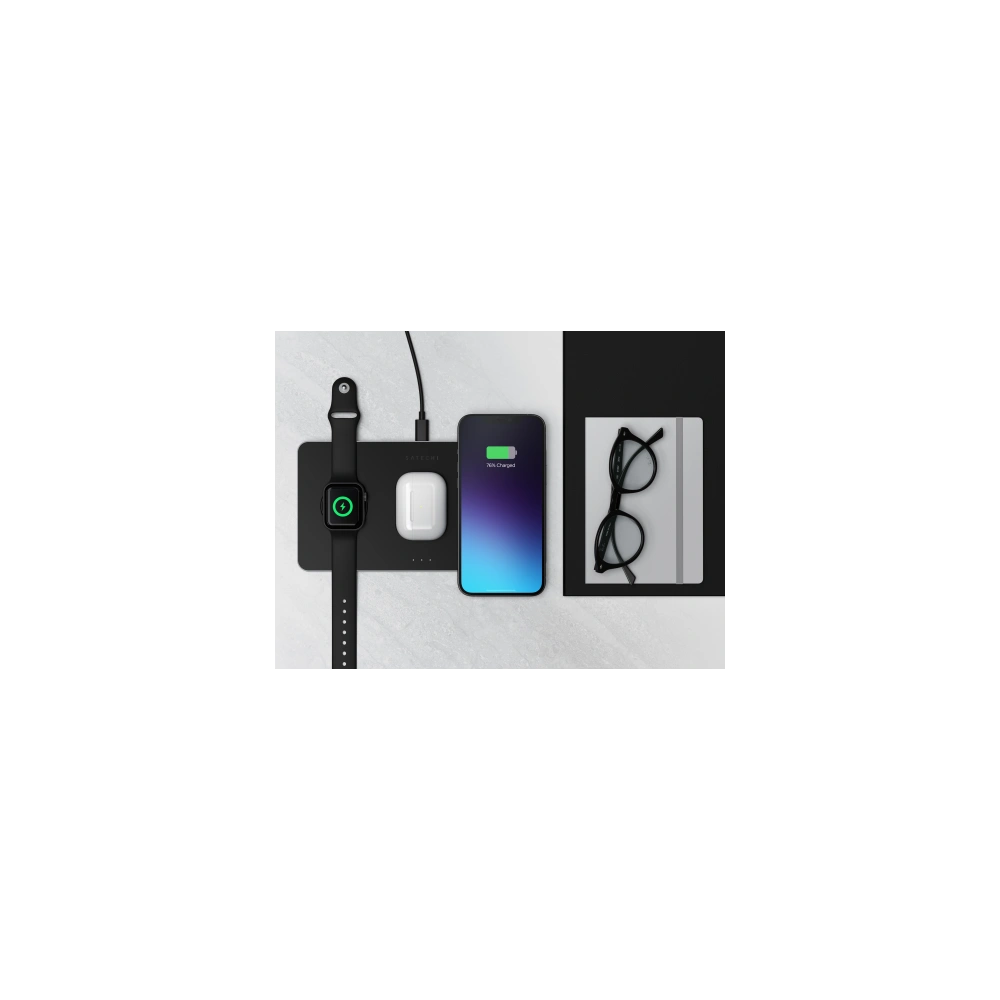 Hurtownia GSM - Magnetische kabellose Ladestation Satechi Trio Wireless Charging Pad (Apple Watch 2,5W, AirPods 5W, iPhone 7,5W) - STH71 - {ean13} - Hurt