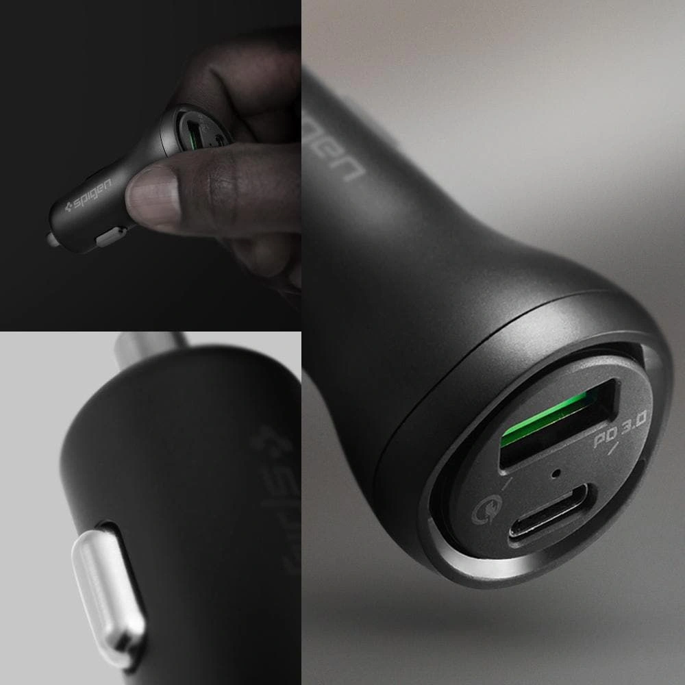 Hurtownia GSM - Autós töltő Spigen SteadiBoost F31QC 2-portos autós töltő PD 27W QC 3.0 Fekete - SPN2893 - {ean13} - Hurt