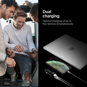 Hurtownia GSM - Autós töltő Spigen SteadiBoost F31QC 2-portos autós töltő PD 27W QC 3.0 Fekete - SPN2893 - {ean13} - Hurt