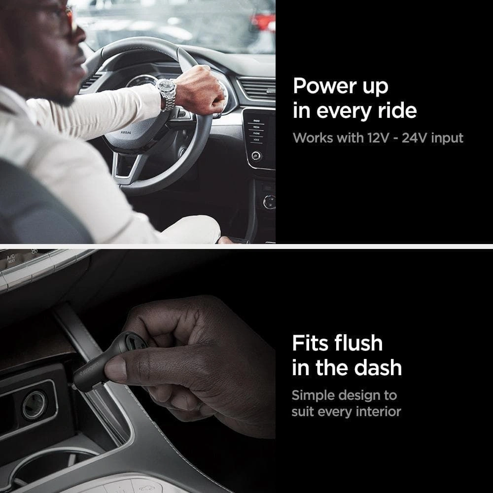 Hurtownia GSM - Încărcător auto Spigen SteadiBoost F31QC Încărcător auto cu 2 porturi PD 27W QC 3.0 Negru - SPN2893 - {ean13} - Hurt