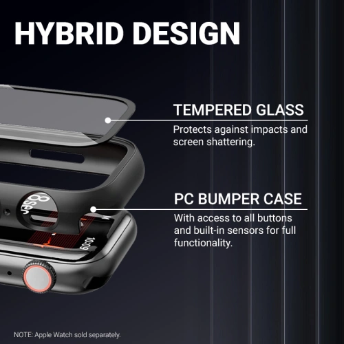 Etui + szkło Crong Hybrid Watch Case Apple Watch 4/5/6/7/SE/8/9 40/41mm (Carbon)