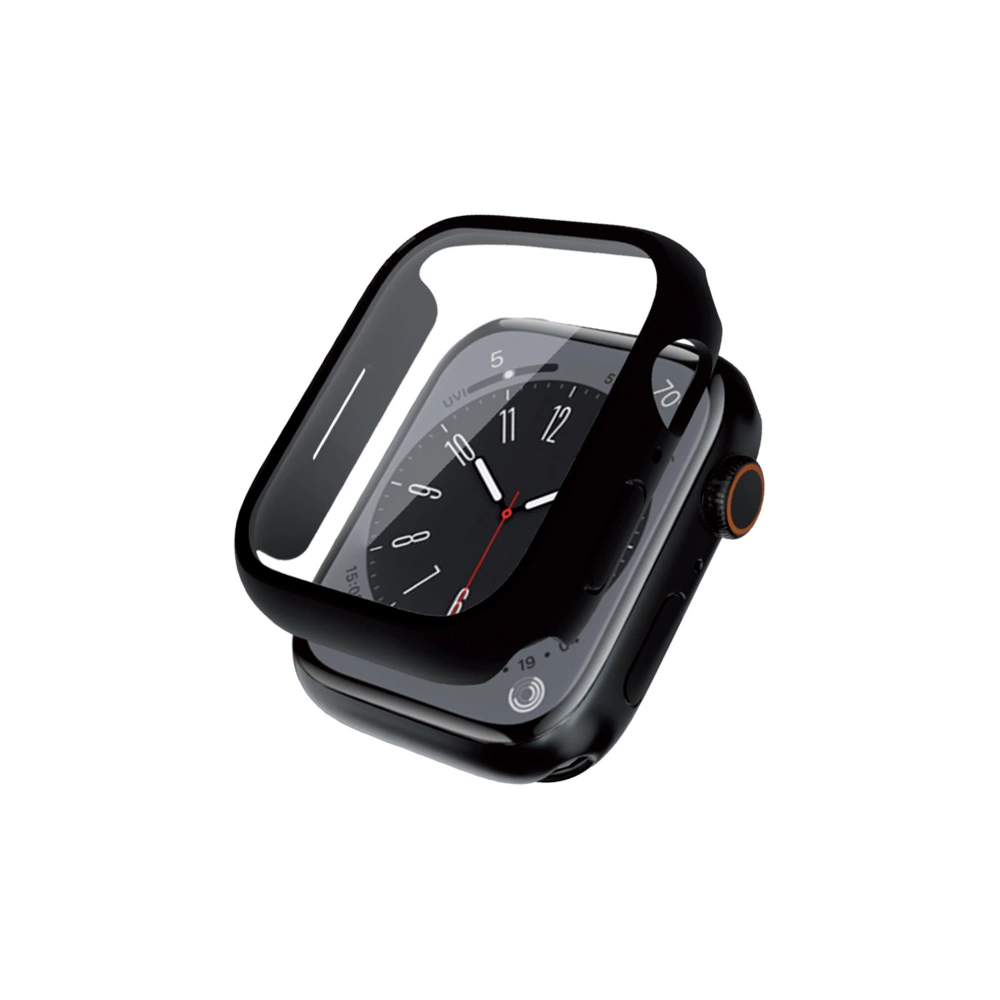 Hurtownia GSM - Tok + üveg Crong Hybrid Óratok Apple Watch 4/5/6/7/8/9/SE 44/45mm (Fekete) - CRG619 - {ean13} - Hurt