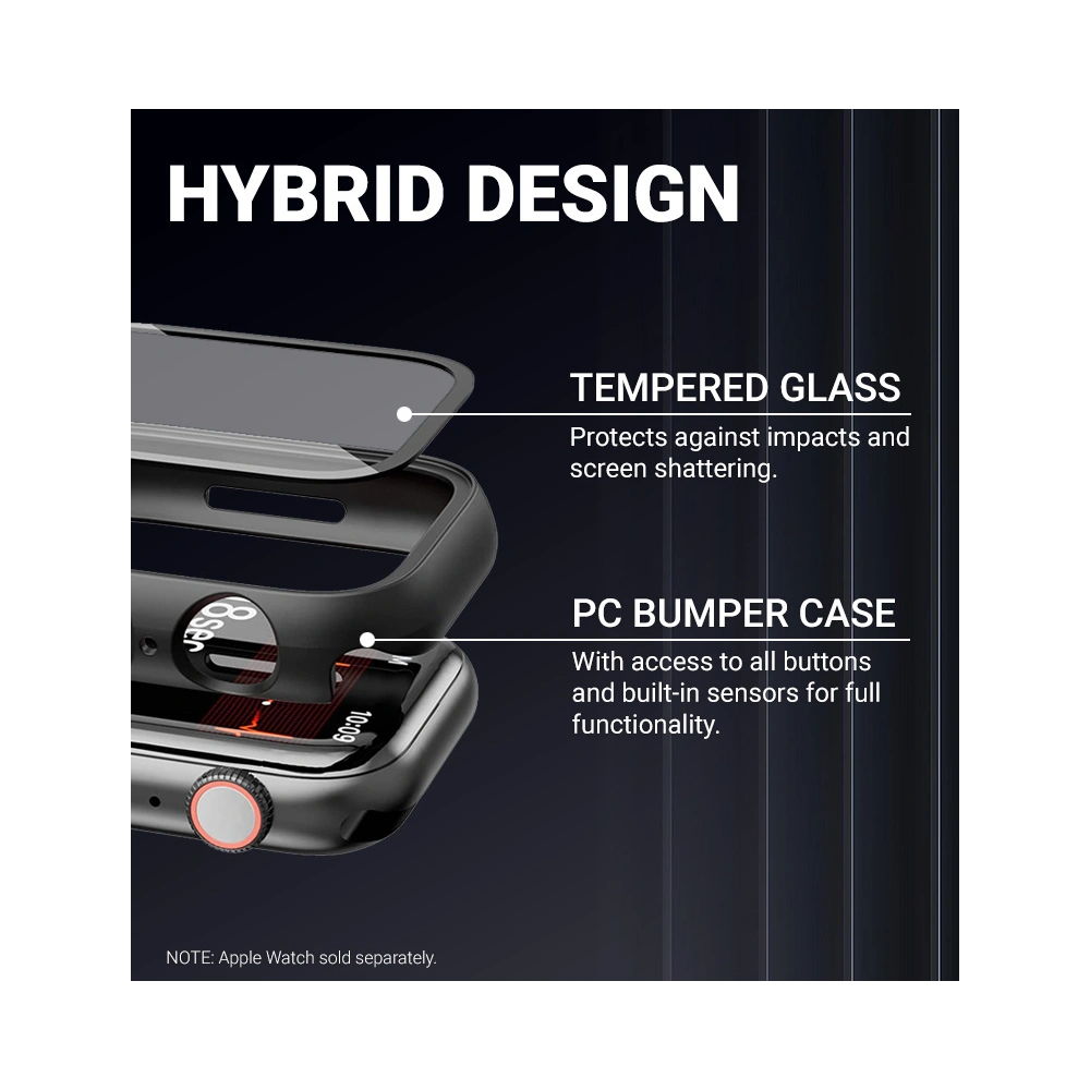 Wholesale Case + glass Crong Hybrid Watch Case Apple Watch 4/5/6/7/8/9/SE 44/45mm (Carbon) - CRG622 - {ean13} - Hurt