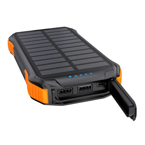 Powerbank solarny Choetech B658 2xUSB-A 10000mAh Qi 5W (czarno-pomarańczowy)