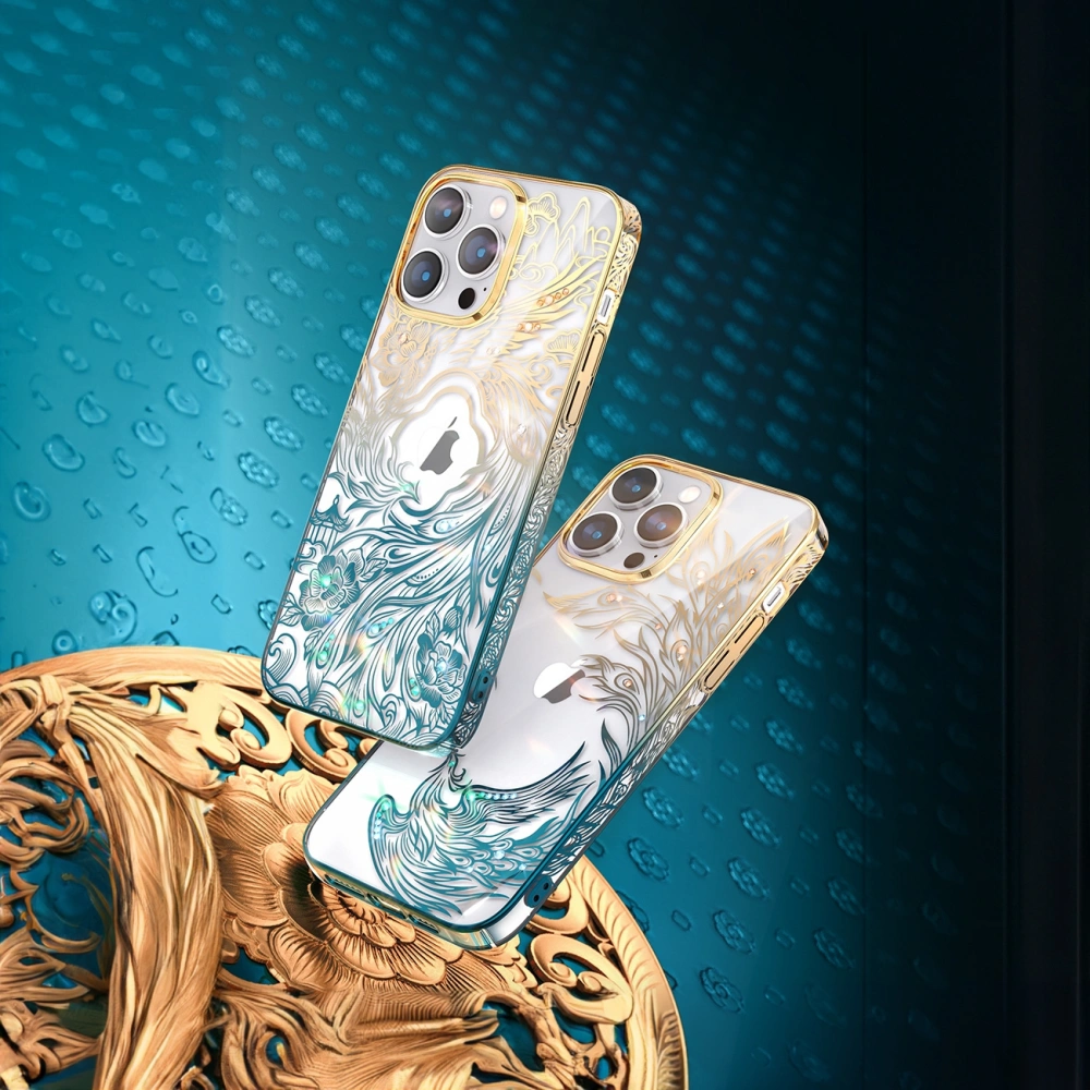 Hurtownia GSM - Etui Kingxbar Phoenix Swarovski Apple iPhone 14 Plus / 15 Plus arany-kék - KGX664 - {ean13} - Hurt