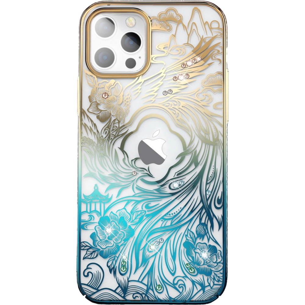 Hurtownia GSM - Etui Kingxbar Phoenix Full Swarovski Apple iPhone 14 Plus / 15 Plus arany-kék - KGX666 - {ean13} - Hurt