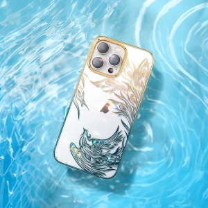 Hurtownia GSM - Etui Kingxbar Phoenix Full Swarovski Apple iPhone 14 Plus / 15 Plus arany-kék - KGX666 - {ean13} - Hurt