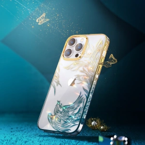 Hurtownia GSM - Etui Kingxbar Phoenix Full Swarovski Apple iPhone 14 Plus / 15 Plus złoto-niebieskie - KGX666 - {ean13} - Hurt