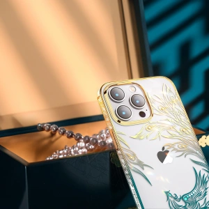 Hurtownia GSM - Etui Kingxbar Phoenix Full Swarovski Apple iPhone 14 Plus / 15 Plus złoto-niebieskie - KGX666 - {ean13} - Hurt