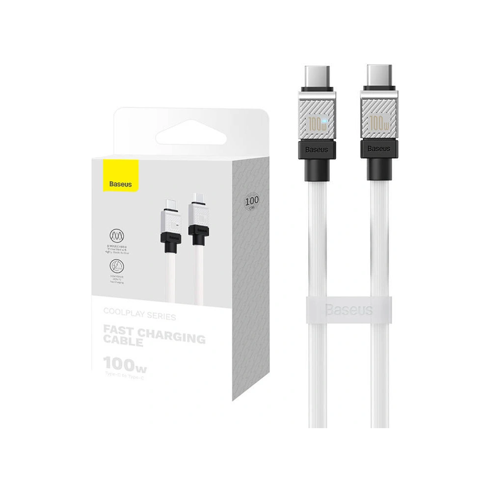 Hurtownia GSM - Kabel Baseus CoolPlay USB-C/USB-C 100W, 1m (biały) - BSU4392 - {ean13} - Hurt
