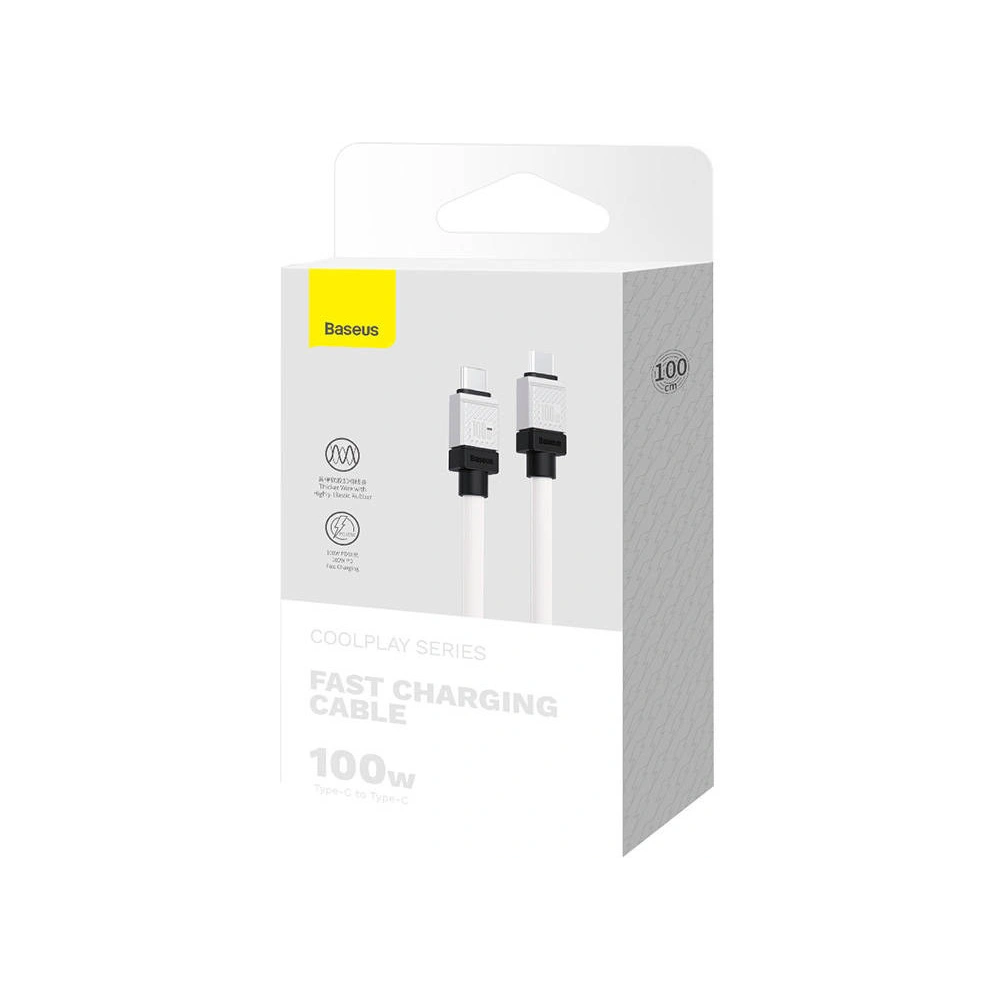 Hurtownia GSM - Kabel Baseus CoolPlay USB-C/USB-C 100W, 1m (biały) - BSU4392 - {ean13} - Hurt