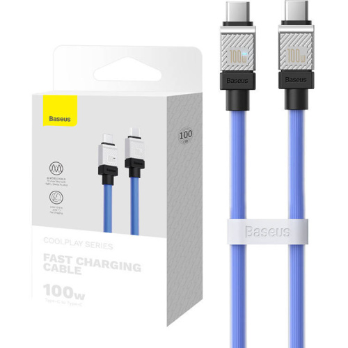 Baseus Distributor - 6932172626662 - BSU4393 - Baseus CoolPlay USB-C/USB-C Cable 100W 1m (blue) - B2B homescreen